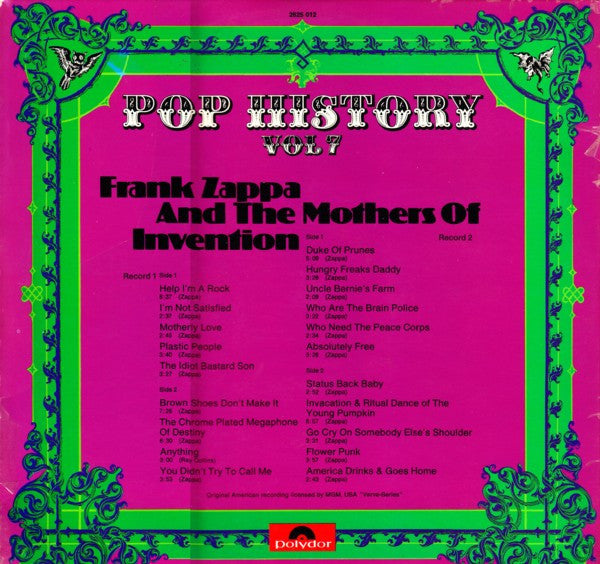 Frank Zappa and The Mothers of Invention - Pop History, Vol. 7 (2LP)