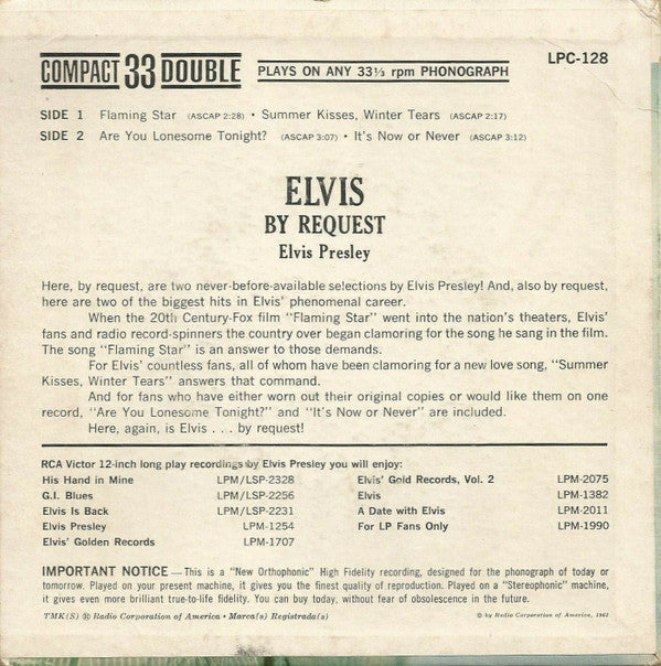 Elvis Presley - Flaming Star (7inch)